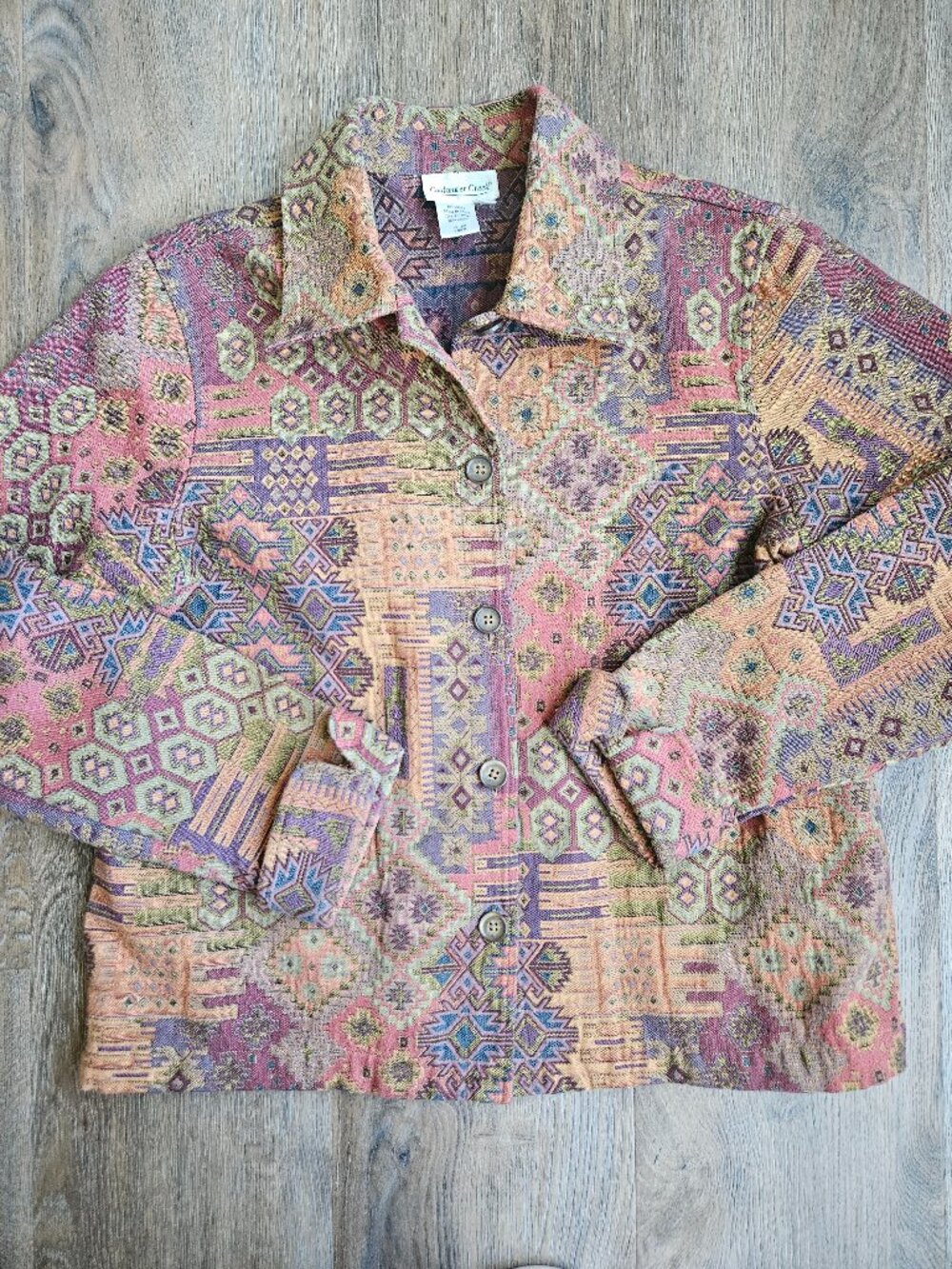 Coldwater Creek western boho aztec embroidered purple orange women's jacket sz M
